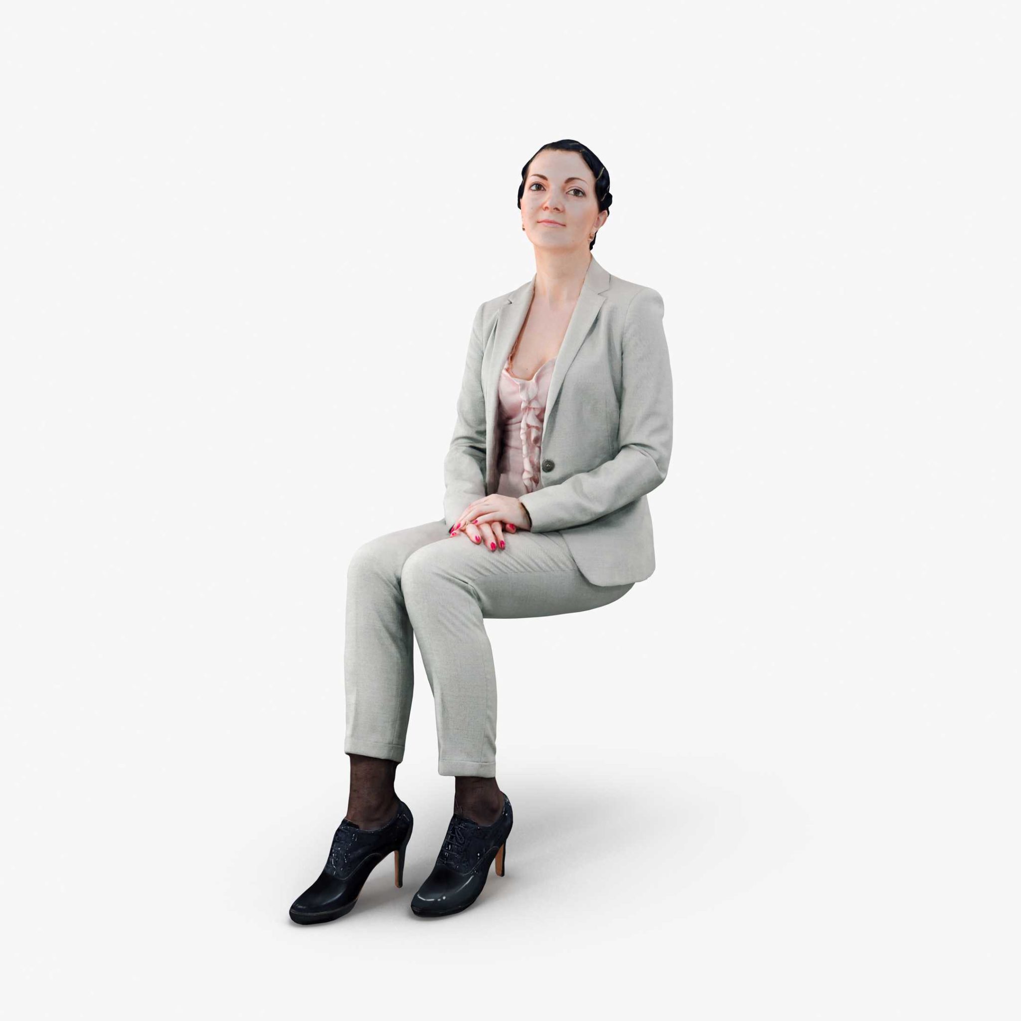 Casual Woman Sitting Scanned 3d model Model 3D For Free